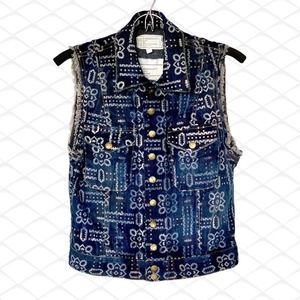 Current Elliot Floral Print Denim Vest Size Medium